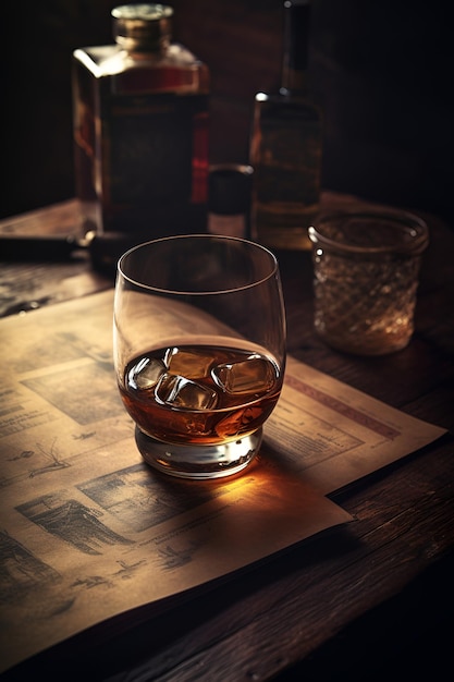 Bicchiere di whisky IA generata