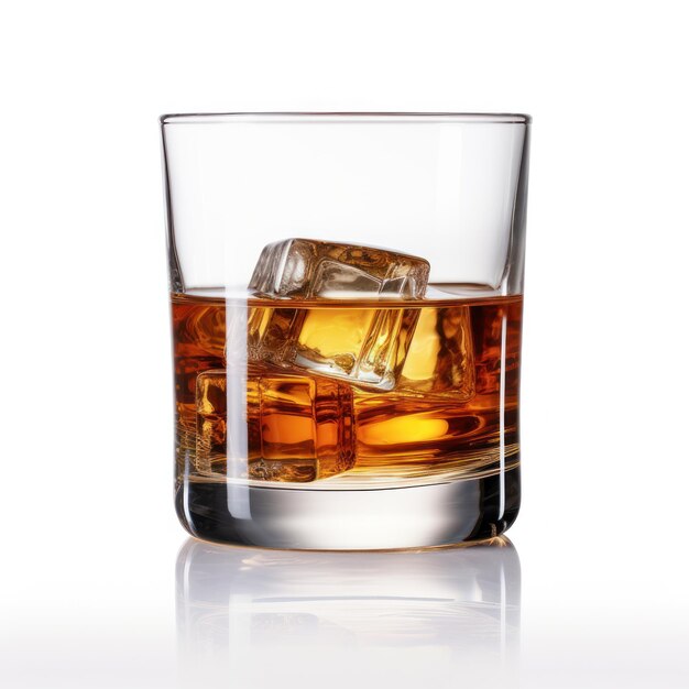 Bicchiere di whisky o whisky o bourbon americano isolato