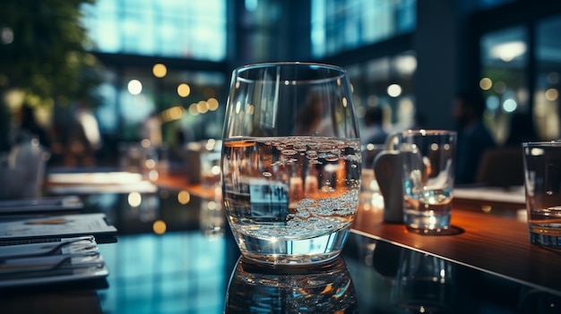 bicchiere vuoto con una bevanda sul tavolo