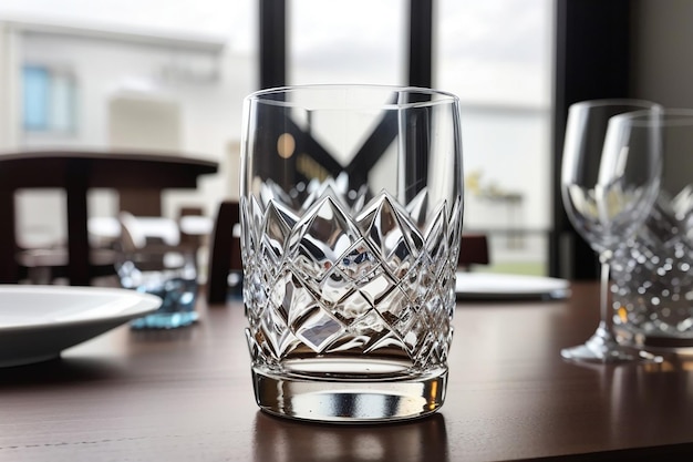 Bicchiere vuoto sul tavolo da pranzo