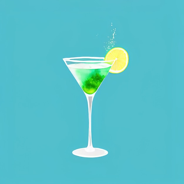 Bicchieri da cocktail alcolici classici Stile di illustrazione piatto Generativo ai