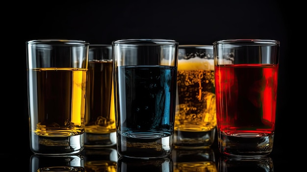 Bicchieri di birra pieni di colori diversi