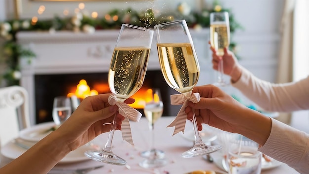 bicchieri di champagne brindati in celebrazione