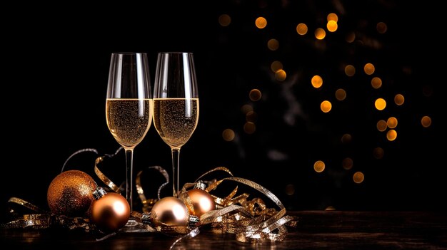 bicchieri di champagne e festa di Capodanno