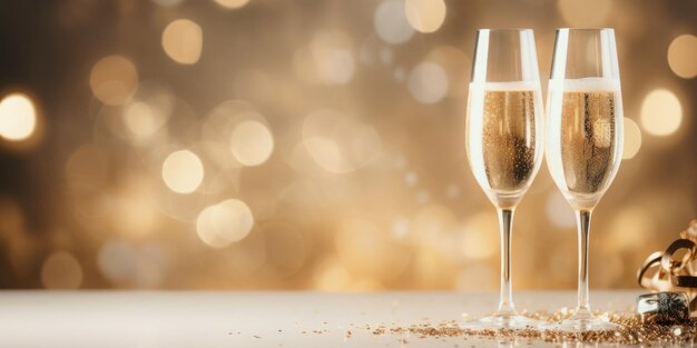 bicchieri di champagne per la celebrazione del nuovo anno