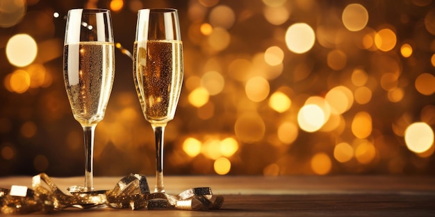 bicchieri di champagne per la celebrazione del nuovo anno