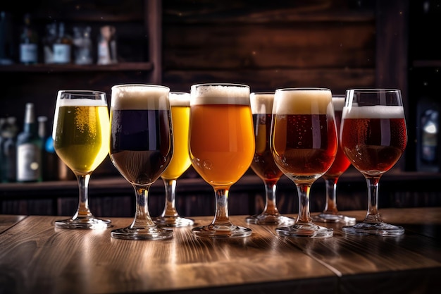 Bicchieri di diversi tipi di birra artigianale Genera Ai