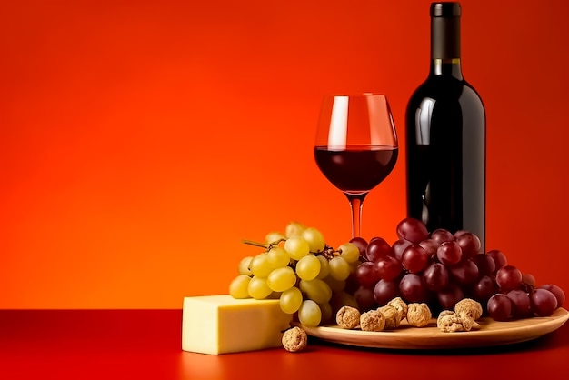 Bicchieri di vino rosso su sfondo rosso Ai generato