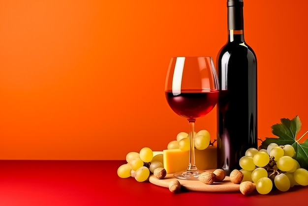 Bicchieri di vino rosso su sfondo rosso Ai generato