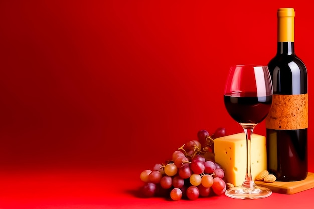 Bicchieri di vino rosso su sfondo rosso Ai generato