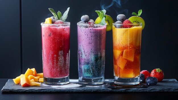 bicchieri pieni di frutti colorati che evocano un senso di gioia e vitalità