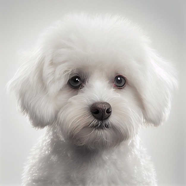 Bichon maltes ritratto. Illustrazione realistica del cane isolato su sfondo bianco. Razze di cani