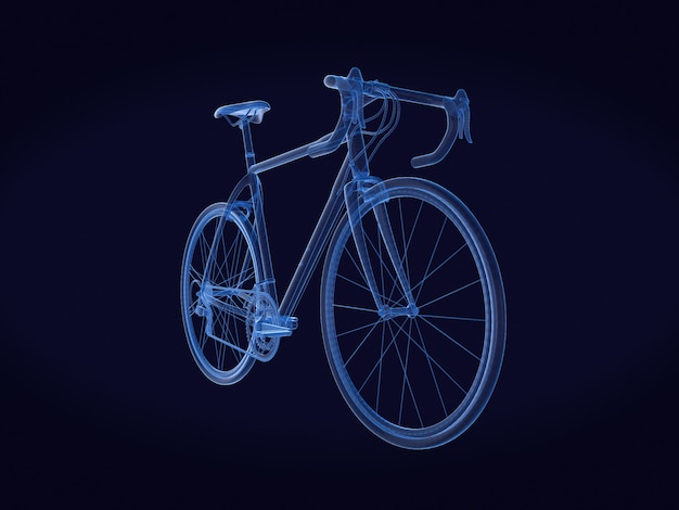 Bici di Ologramma wireframe Style. Rendering 3D