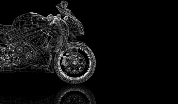 Bici, moto, struttura del corpo del modello 3D, modello di filo