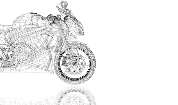 Bici, moto, struttura del corpo del modello 3D, modello di filo