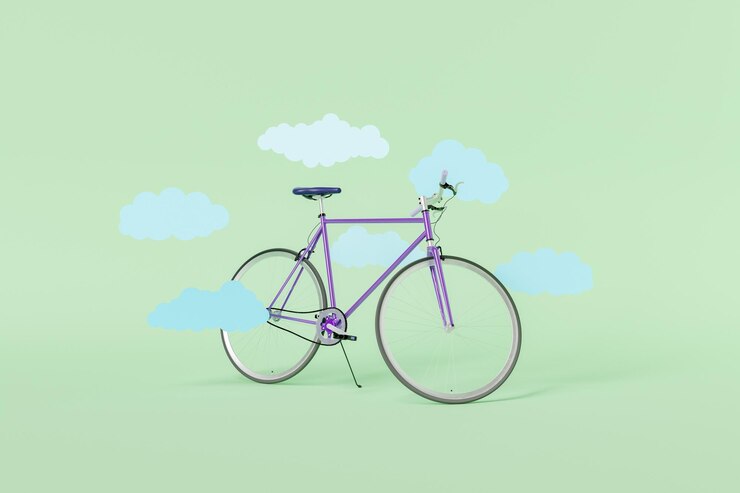 Foto bici retrò con nuvole piatte intorno