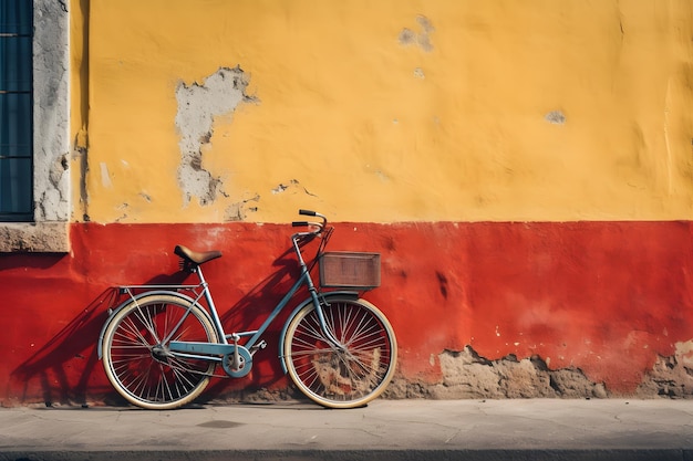 bicicletta appoggiata a un muro