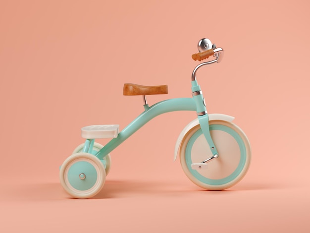 Bicicletta blu su sfondo rosa Illustrazione 3D