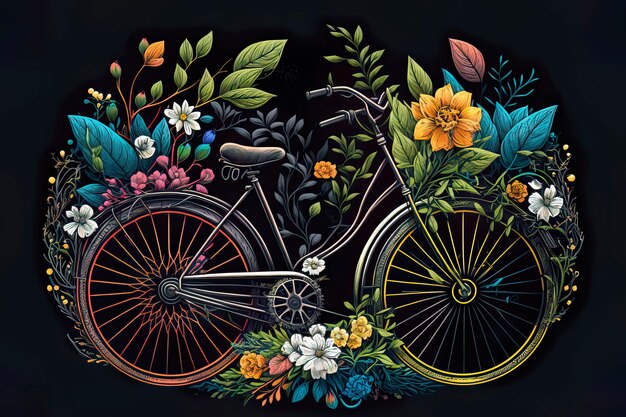 Bicicletta con ruote di fiori IA generativa