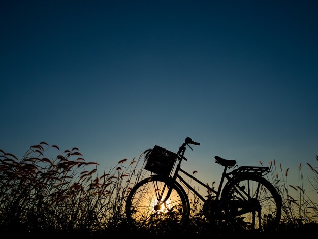 bicicletta d&#39;epoca al tramonto