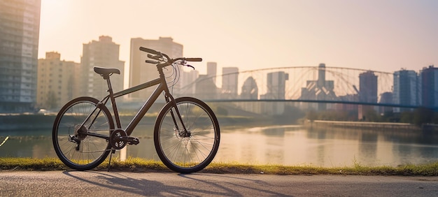 Bicicletta per strada con vista sulla città