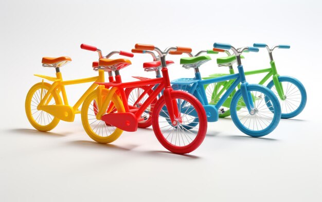 biciclette in plastica in stile 3d su sfondo bianco