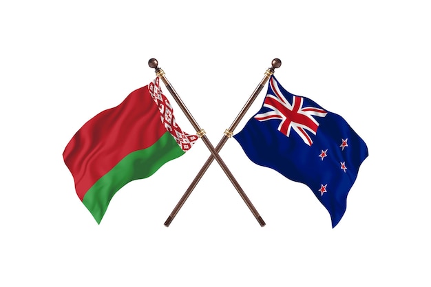 Bielorussia contro la Nuova Zelanda due bandiere di paesi Background