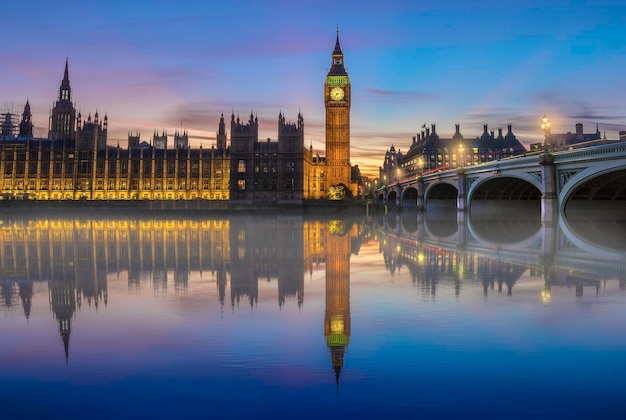 Big Ben contro il cielo al crepuscolo