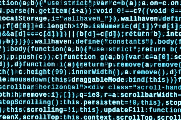Big data e Internet delle cose tendenza luogo di lavoro specialista IT Sito web Codice HTML sul display del portatile