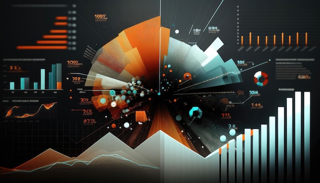 Big data rotondo flusso di informazioni materiale AI generato