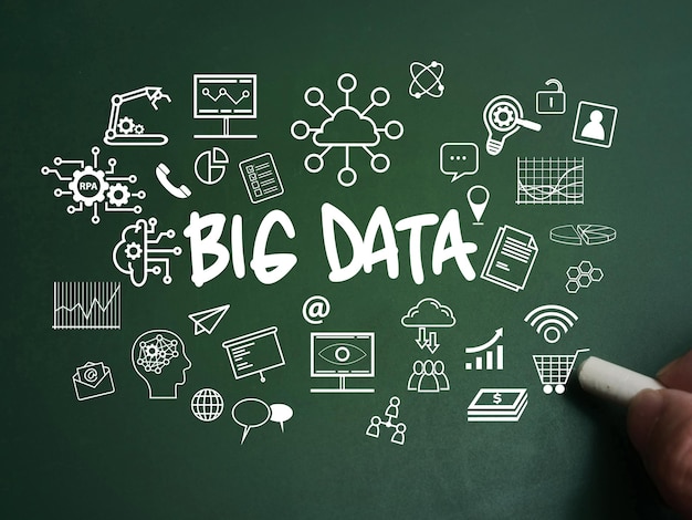 Big data simbolo di testo icona concetto di termini commerciali