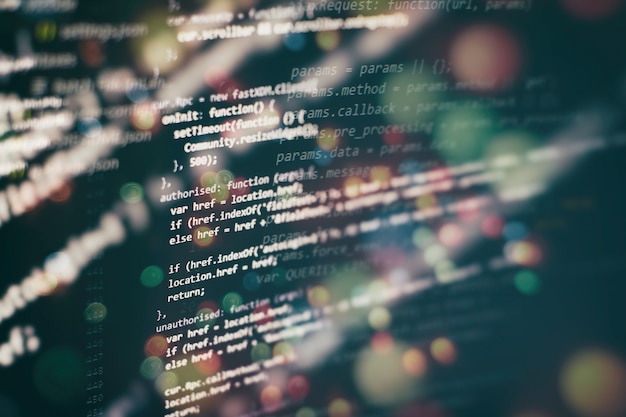 Big data storage and cloud computing representation. Programming code .