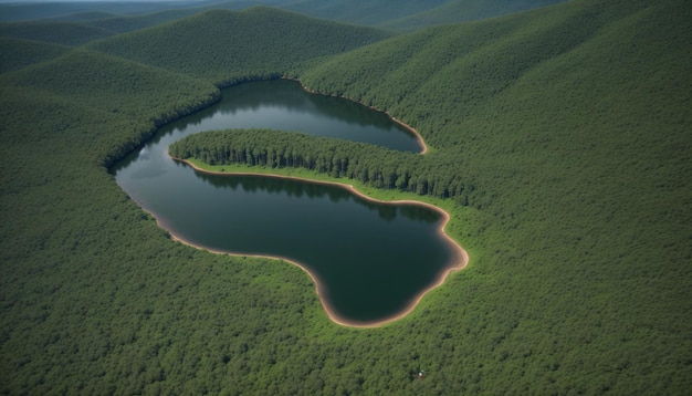 BIG lago circondato da alberi e montagne