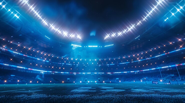 big stadium at night