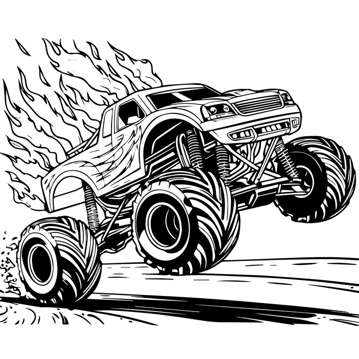 Foto big wheels big fun monster truck libro da colorare