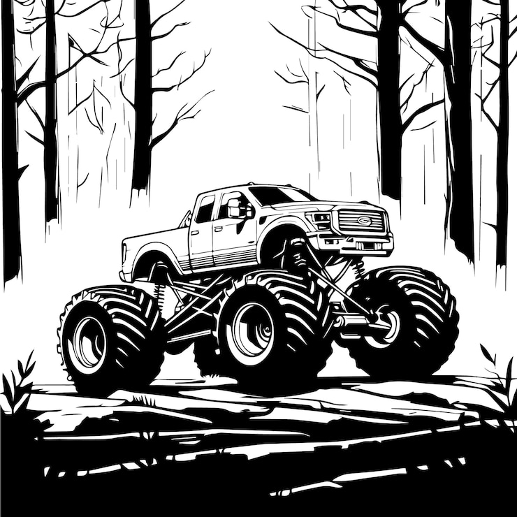 Foto big wheels big fun monster truck libro da colorare