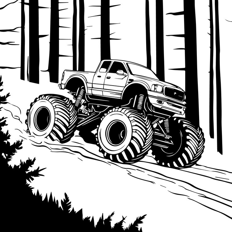 Foto big wheels big fun monster truck libro da colorare