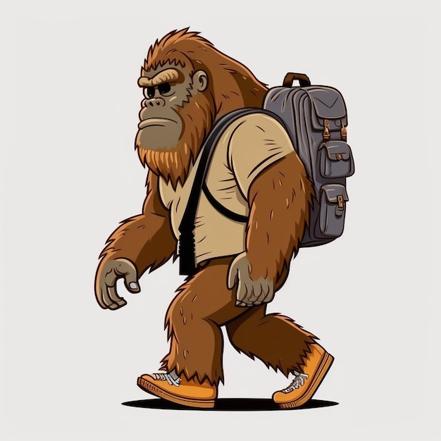 Bigfoot che indossa una borsa da scuola Illustrazione vettoriale