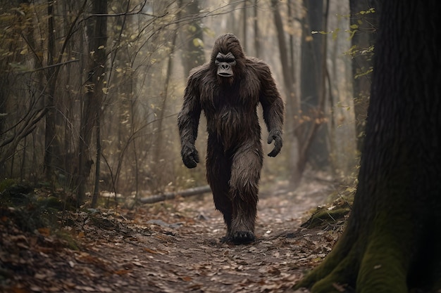 bigfoot nel bosco che cammina di giorno Rete neurale generata nel maggio 2023 Non basata su scene o schemi di persone reali