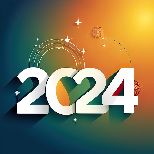 Biglietto d'auguri di felice anno nuovo 2024 IA generativa