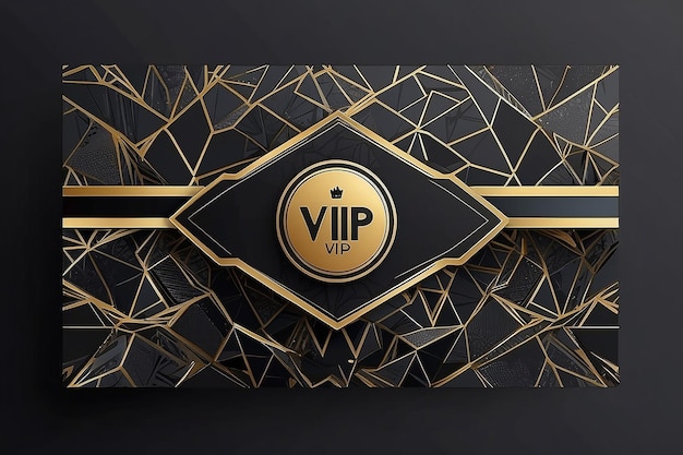 Biglietto da visita VIP vettoriale d'oro e platino sfondo geometrico nero