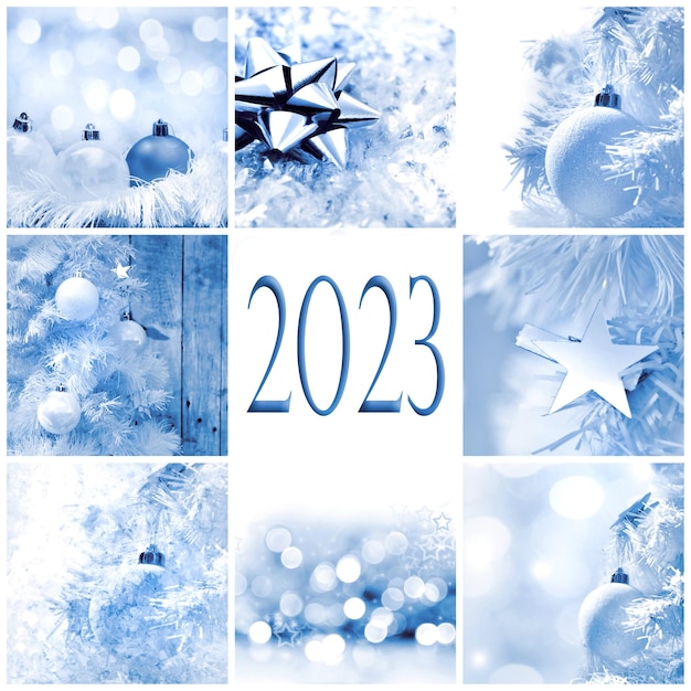 Biglietto di auguri 2023 formato quadrato sul tema della decorazione invernale e natalizia
