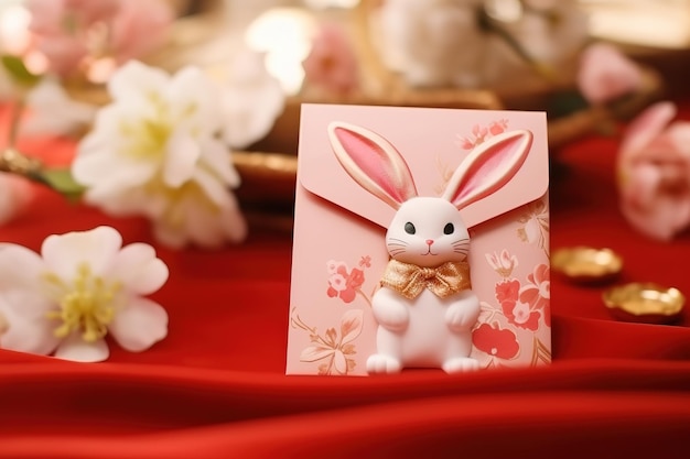 Biglietto di auguri di Capodanno per l'anno del coniglio