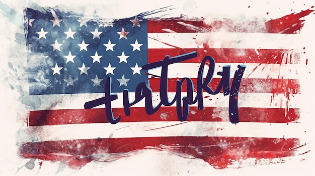 Biglietto di auguri per il felice 4 luglio del Giorno dell'Indipendenza degli Stati Uniti con splendidamente la bandiera nazionale americana