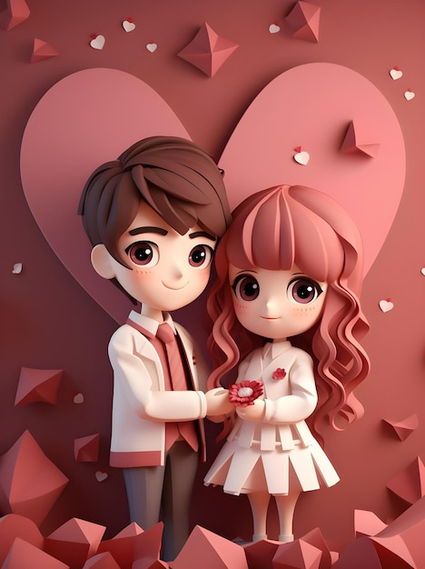 biglietto di auguri per il giorno di San Valentino giorno di famiglia amore famiglia e buona relazione cuore animazione 3D il