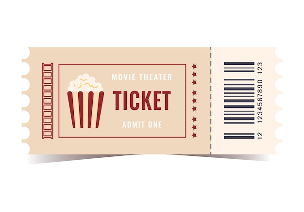 Biglietto di cinema isolato su sfondo bianco Vettore
