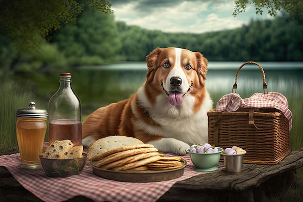 Biglietto per picnic con cane felice