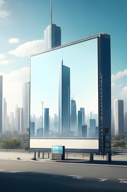 Billboard 3D uno sfondo futuristico del paesaggio della città Generative Ai