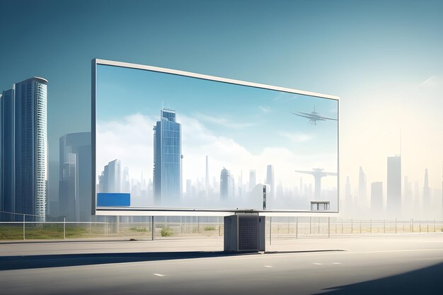 Billboard 3D uno sfondo futuristico del paesaggio della città Generative Ai