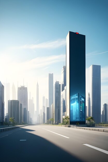 Billboard 3D uno sfondo futuristico del paesaggio della città Generative Ai